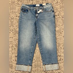 Lane Bryant Mid Rise Boyfriend Embellished Cuff Jean